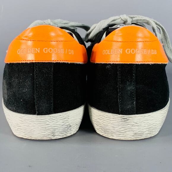 GOLDEN GOOSE SUPERSTAR Size 7 Black Orange Suede Low Top Skater Sneakers - Picture 3 of 8